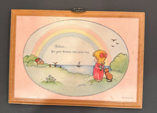Vintage 1974 Hallmark Joan Walsh Anglund Believe.. Wood Wall Plaque USA Rainbow picture