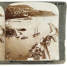 Port Nice French Riviera Stereoview c1900 Tall Ship Harbor Boats France A2103 picture