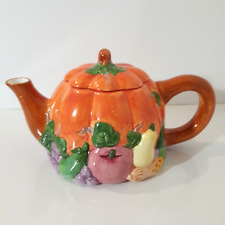 Russ AUTUMN FESTIVAL Ceramic Teapot Pumpkin Veggies Tea Pot Collectible with Box picture