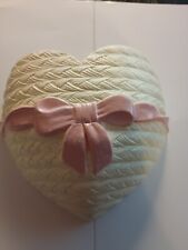 1993 Burwood Wall Art Plaque Heart Basket with Pink Sash  3238-2 Made in USA picture