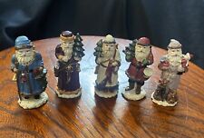 Vintage Novelino Antique Pewter Miniature Santa Figurines - Set of 5 picture