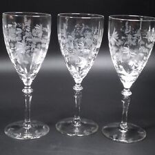 3 Rock Sharpe 2011-4 Water Goblets Clear Floral and Dots Design 7.75 Inches Tall picture