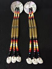 GLASS BEADED ABALONE DISCS RIFLE CARTRIDGES NATIVE AMERICAN INDIAN HAIRTIES SET picture