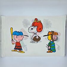 Vintage 70's Peanuts Pillowcase Double-Sided Charlie Brown Snoopy Sports #595 picture