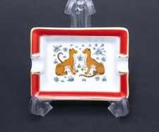 HERMES Paris Ashtray Leopard Pattern Red Porcelain Mini Tray Used picture