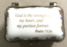 Vintage Imperial Porcelain Collectable Trinket Box Psalm 73:26 Bible Verse picture