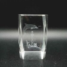 Vintage Dolphin 3D Laser Cut Clear Glass Cube picture