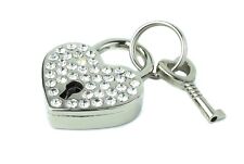 Rhinestone Heart Real Padlock With Key Premium Quality for Pendant  picture