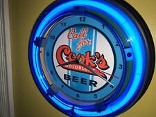 Cook's Goldblume Beer Bar Man Cave Neon Wall Clock Advertising Sign picture
