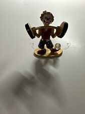 VTG Spoontiques  Pewter Miniature Gold Clown Weightlifter with Swarovski Crystal picture