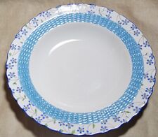 1870s Minton Majolica Dainty Flowers Turquoise & Blue Colors Flat Soup 9.75 inch picture