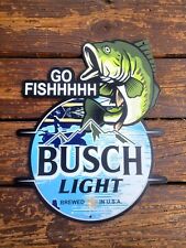 BUSCH LIGHT GO FISH METAL BEER BAR SIGN MAN CAVE WALL  DECOR DISPLAY FISHING  picture