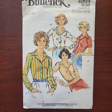 1970s Butterick Sz 14 Misses Blouse #4904 buttons, collar Sewing Pattern UNCUT  picture
