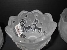 3 Mikasa Holiday Classic Frosted Santa & Reindeer Votive Holder (SA 520/611) NEW picture