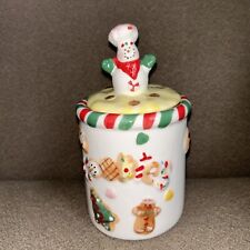 Ceramic Baker Snowman Cookie Candy Canister Multicolored 7 inches tall picture