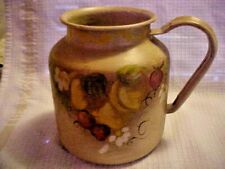 VINTAGE METAL HANDELED PITCHER HAND PAINTED HOME DECOR SHABBY CHIC picture