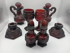 12 Pc Lot AVON 1876 Cape Cod Collection Ruby Red Glassware - 1 Full Skin So Soft picture