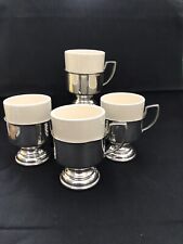 Vintage 4 kirk stieff pewter Coffee cup holder with US a ceramic insert See Pics picture