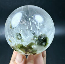 RARE NATURAL Green mica & Rutilated Quartz Crystal Sphere healing 60mm  Stand picture
