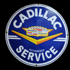 CADILLAC SERVICE PORCELAIN ENAMEL SIGN 30X30 INCHES DOUBLE SIDED picture