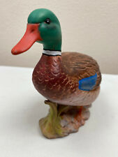1980s Male Mallard Duck Figurine Ceramic Hand-painted Bird Signed LC'82 9