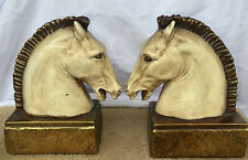 Vintage ART DECO Trojan HORSE BOOKENDS 7.5” Resin Ceramic ? Heavy picture