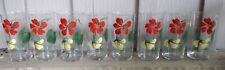 Gay Fad Federal Tall Iced Tea Floral hand painted Glasses Set Of 4 1950s  picture