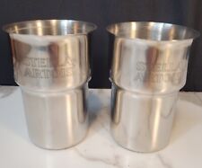 (2) Stella Artois Stainless Collector Metal Beer Cups -ICE COLD BEER no Handle picture