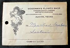 vintage WOODMAN’S FLOWER SHOP florist AUSTIN TEXAS ATX Floral Card Envelope picture