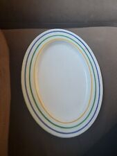 Vintage Vitrock Plate With Yellow, Green And Blue Stripes.  picture