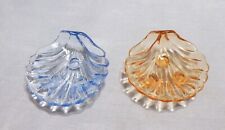 Cambridge Glass Caprice Shell Open Salt Dishes Amber and Blue picture