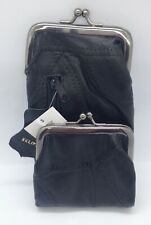 Black Leather Cigarette Case Fits 120s. Metal Snap & Zipper Pouch / Coin Purse picture