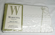 NEW Vintage Wamsutta Beacon Hill Twin Flat Sheet New White Euler Lace USA NOS picture