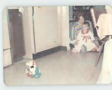 Tomy Tuneyville Train Baby 1970s VTG FOUND PHOTO SNAPSHOT 70s Rounded Corners picture