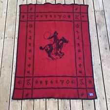 Pendleton Western Cowboy Blanket & Branding Iron Stamps Red & Black 60