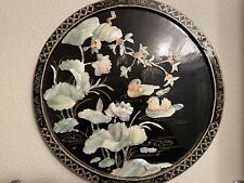 Vintage Oriental (Circular Painted w/Mother of Pearl Lilies & Ducks ) Hanging picture