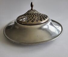 Vtg Rare Pilgrim Solid Pewter Bowl With Pierced Lid Serving Dish picture