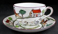 Crown Staffordshire Hunting Scene Flat Cup and Saucer Set 12748 picture