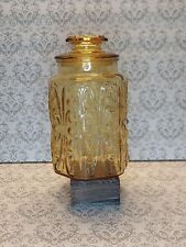 Vintage L E Smith Yellow/Amber Glass Atterbury Scroll Canister picture