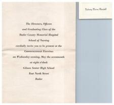 Butler County Pennsylvania Memorial Hospital Nursing Graduation Invitation 1944 picture