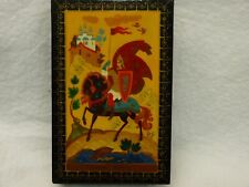 Russian Hand Painted Lacquer Wooden Trinket Jewelry Box women Warrior Signed picture