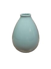 Ceramic Pastel Blue Teardrop Vase Expertly Hand Crafted Vintage Rare picture