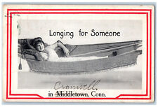 1911 Lady Lying in Hammock Cradle Longing for Someone in Cromwell CT Postcard picture