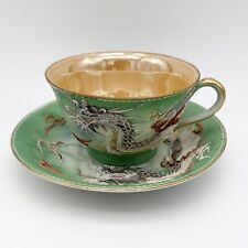 Vintage Dragonware Moriage Teacup And Saucer Green With Luster Occupied Japan picture