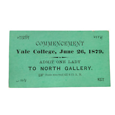 Vintage 1879 YALE WOMAN's Only Ticket to Commencement Pre Suffrage Class picture