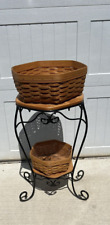 LONGABERGER WROUGHT IRON GENERATIONS STAND/TABLE W/2 WOOD SHELVES/2 BASKETS picture