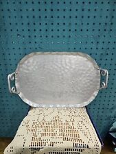 Floral Hand forged Everlast Hammered Metal Aluminum Oval Serving Tray 16
