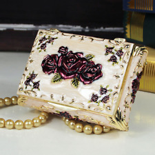 ♫ A THOUSAND YEARS ♫ PURPLE  ROSES TIN ALLOY RECTANGLE  MUSIC BOX picture