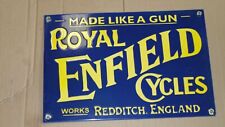 PORCELAIN ROYAL ENFIELD ENAMEL SIGN 24X14 INCHES picture