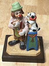 Vintage Ron Lee Clown 1985 It’s Not a Dog Eat Dog World 1515 On Wooden Stand picture
